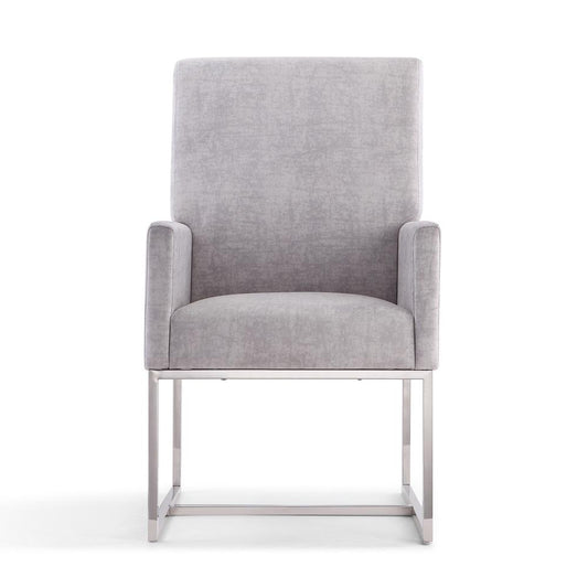 Manhattan Comfort - Element Velvet Dining Chair with Stainless Steel Legs in Grey - Set of 2 - 2-DC029-GY veiw 2