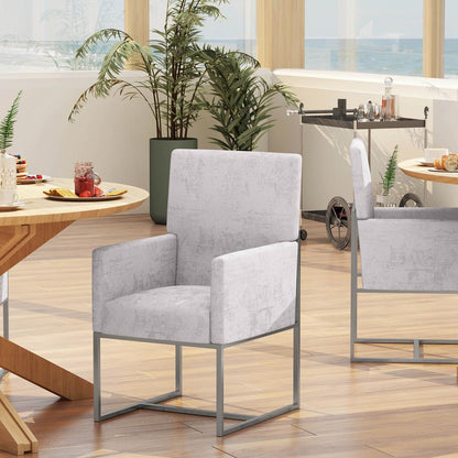 Manhattan Comfort - Element Velvet Dining Chair with Stainless Steel Legs in Grey - Set of 2 - 2-DC029-GY veiw 7