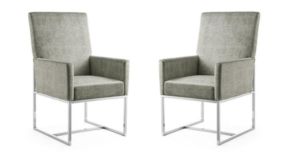 Manhattan Comfort - Element Velvet Dining Chair with Stainless Steel Legs in Steel - Set of 2 - 2-DC029-ST veiw 1