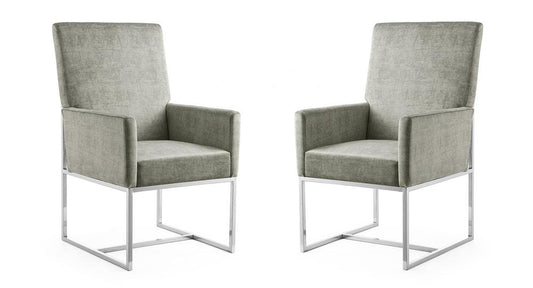Manhattan Comfort - Element Velvet Dining Chair with Stainless Steel Legs in Steel - Set of 2 - 2-DC029-ST veiw 1