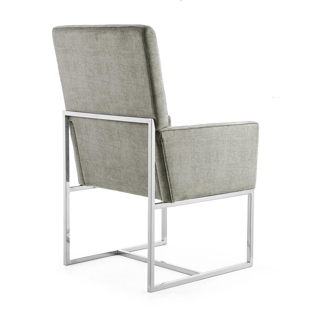 Manhattan Comfort - Element Velvet Dining Chair with Stainless Steel Legs in Steel - Set of 2 - 2-DC029-ST veiw 4