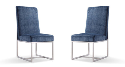 Manhattan Comfort - Element Velvet Armless Dining Chair with Stainless Steel Legs in Blue - Set of 2 - 2-DC030-BL veiw 1