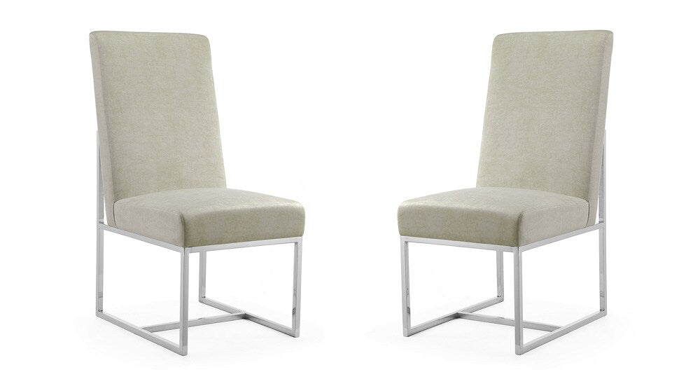 Manhattan Comfort - Element Velvet Armless Dining Chair with Stainless Steel Legs in Champagne - Set of 2 - 2-DC030-OM veiw 1