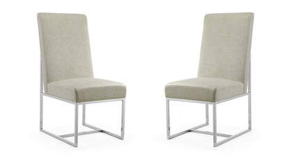 Manhattan Comfort - Element Velvet Armless Dining Chair with Stainless Steel Legs in Champagne - Set of 2 - 2-DC030-OM veiw 1
