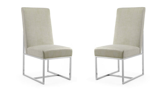 Manhattan Comfort - Element Velvet Armless Dining Chair with Stainless Steel Legs in Champagne - Set of 2 - 2-DC030-OM veiw 1