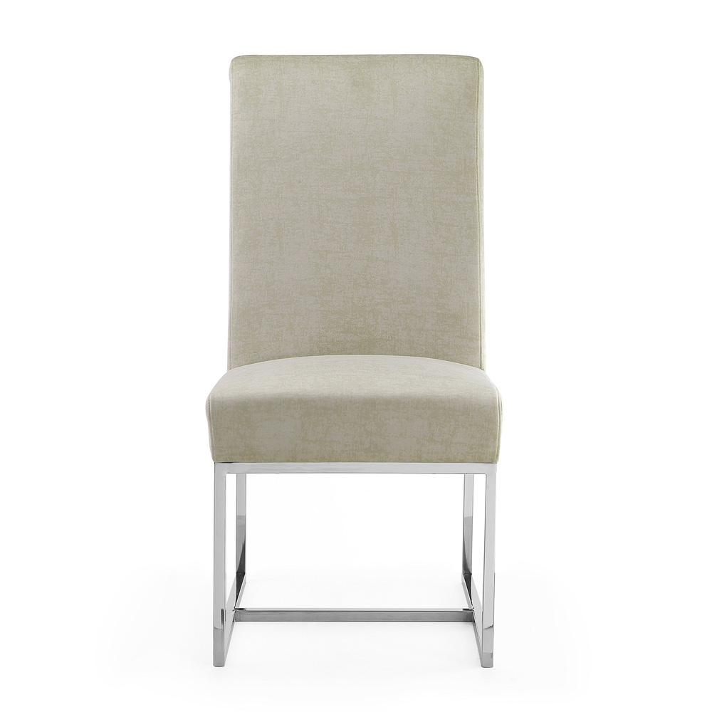 Manhattan Comfort - Element Velvet Armless Dining Chair with Stainless Steel Legs in Champagne - Set of 2 - 2-DC030-OM veiw 2