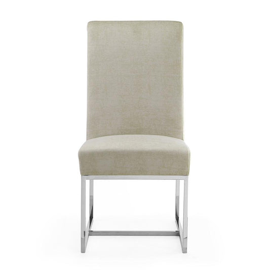 Manhattan Comfort - Element Velvet Armless Dining Chair with Stainless Steel Legs in Champagne - Set of 2 - 2-DC030-OM veiw 2