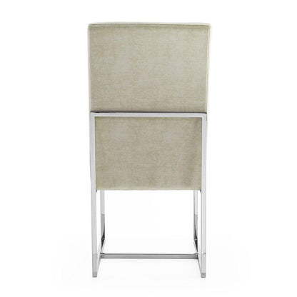 Manhattan Comfort - Element Velvet Armless Dining Chair with Stainless Steel Legs in Champagne - Set of 2 - 2-DC030-OM veiw 6