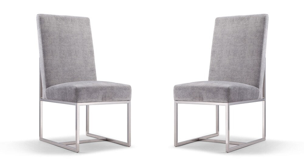 Manhattan Comfort - Element Velvet Armless Dining Chair with Stainless Steel Legs in Grey - Set of 2 - 2-DC030-GY veiw 1