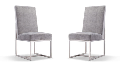 Manhattan Comfort - Element Velvet Armless Dining Chair with Stainless Steel Legs in Grey - Set of 2 - 2-DC030-GY veiw 1