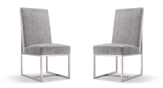 Manhattan Comfort - Element Velvet Armless Dining Chair with Stainless Steel Legs in Grey - Set of 2 - 2-DC030-GY veiw 1