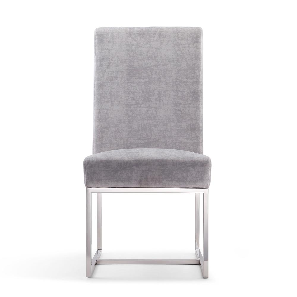 Manhattan Comfort - Element Velvet Armless Dining Chair with Stainless Steel Legs in Grey - Set of 2 - 2-DC030-GY veiw 2