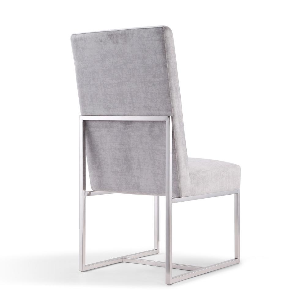 Manhattan Comfort - Element Velvet Armless Dining Chair with Stainless Steel Legs in Grey - Set of 2 - 2-DC030-GY veiw 4