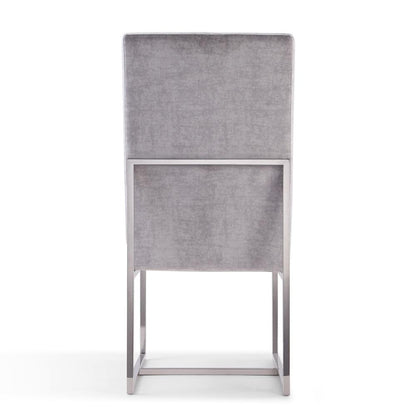 Manhattan Comfort - Element Velvet Armless Dining Chair with Stainless Steel Legs in Grey - Set of 2 - 2-DC030-GY veiw 6
