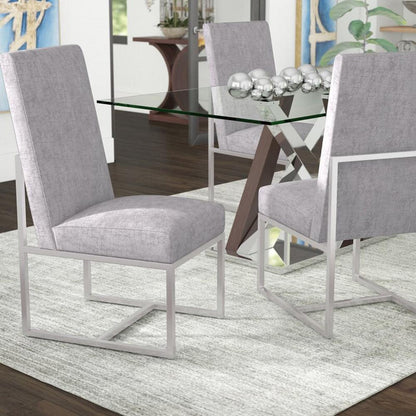 Manhattan Comfort - Element Velvet Armless Dining Chair with Stainless Steel Legs in Grey - Set of 2 - 2-DC030-GY veiw 7