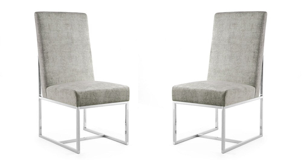 Manhattan Comfort - Element Velvet Armless Dining Chair with Stainless Steel Legs in Steel - Set of 2 - 2-DC030-ST veiw 1