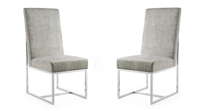 Manhattan Comfort - Element Velvet Armless Dining Chair with Stainless Steel Legs in Steel - Set of 2 - 2-DC030-ST veiw 1