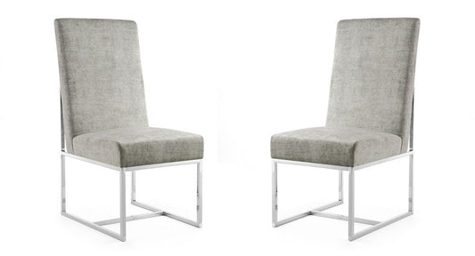 Manhattan Comfort - Element Velvet Armless Dining Chair with Stainless Steel Legs in Steel - Set of 2 - 2-DC030-ST veiw 1