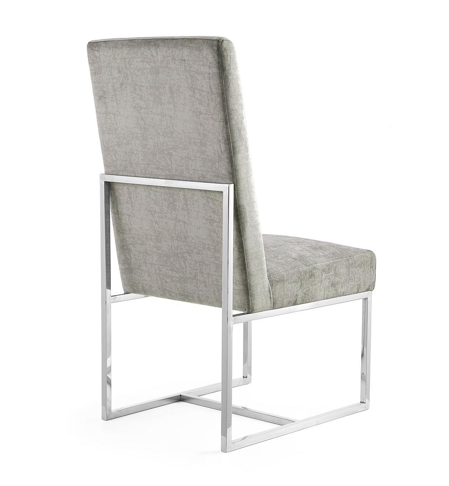 Manhattan Comfort - Element Velvet Armless Dining Chair with Stainless Steel Legs in Steel - Set of 2 - 2-DC030-ST veiw 4