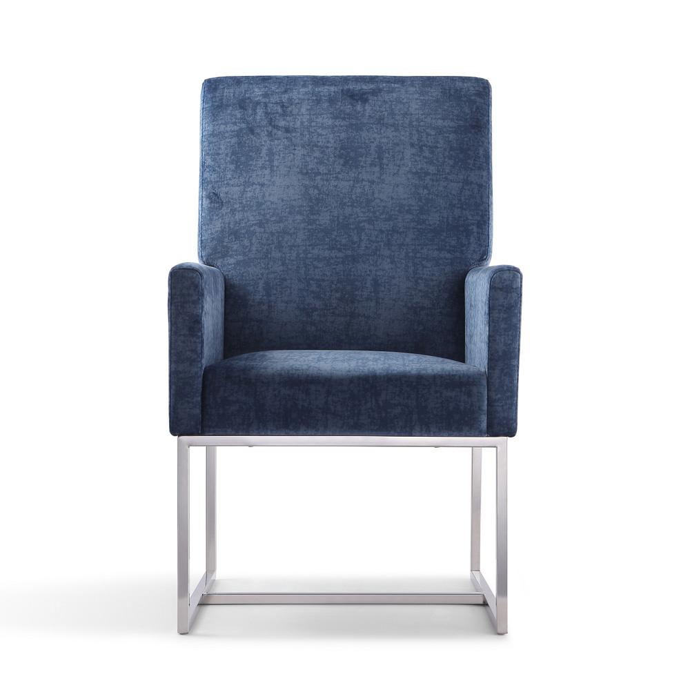 Manhattan Comfort - Element Velvet Dining Chair with Stainless Steel Legs in Blue - DC029-BL veiw 2
