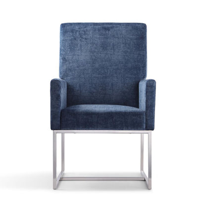 Manhattan Comfort - Element Velvet Dining Chair with Stainless Steel Legs in Blue - DC029-BL veiw 2