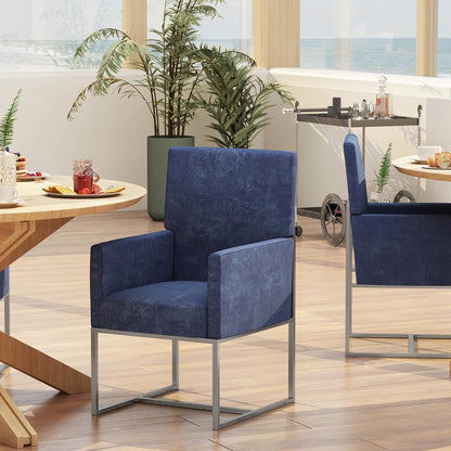 Manhattan Comfort - Element Velvet Dining Chair with Stainless Steel Legs in Blue - DC029-BL veiw 7