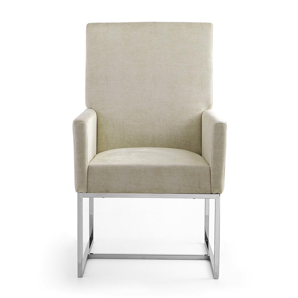 Manhattan Comfort - Element Velvet Dining Chair with Stainless Steel Legs in Champagne - DC029-OM veiw 2