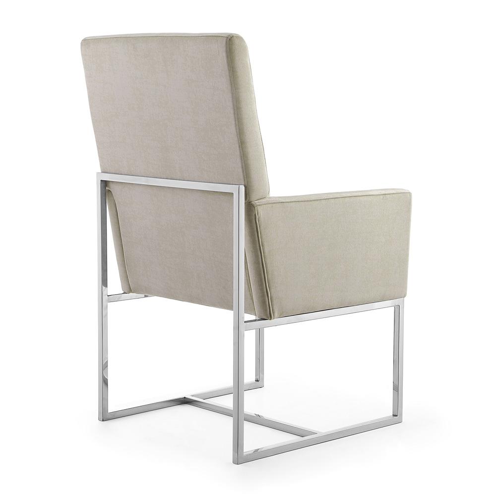 Manhattan Comfort - Element Velvet Dining Chair with Stainless Steel Legs in Champagne - DC029-OM veiw 3
