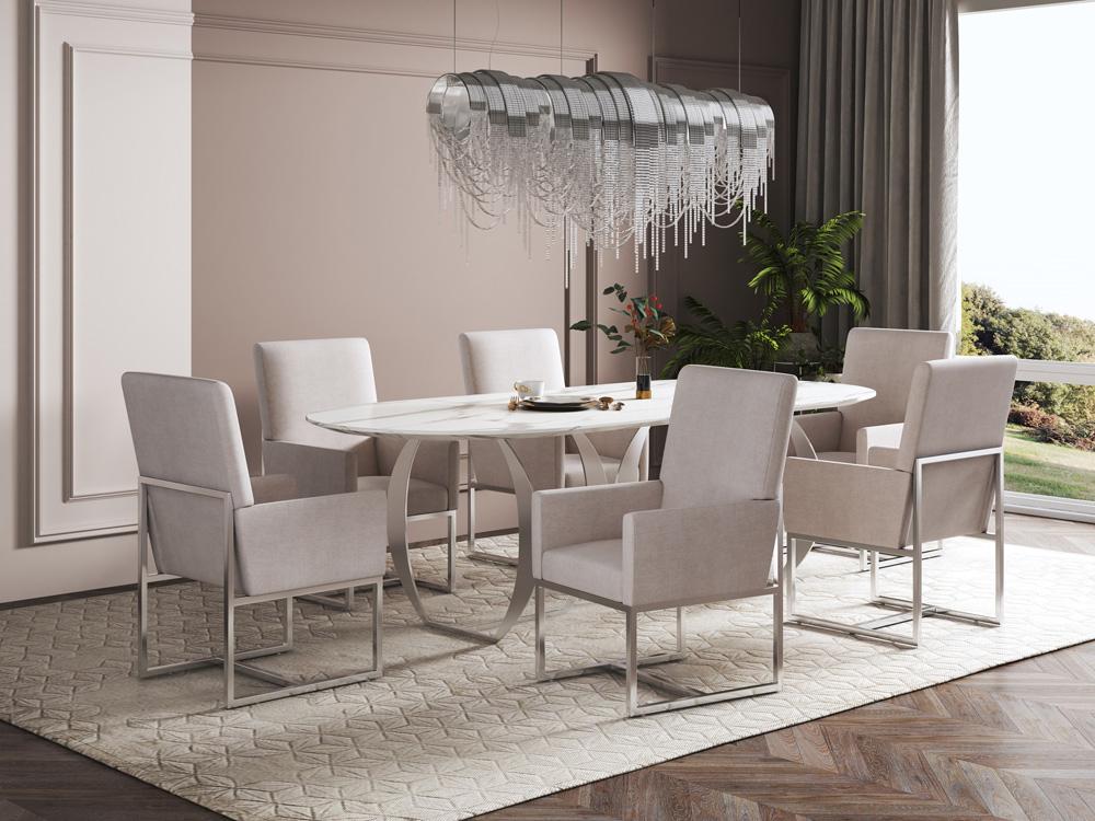 Manhattan Comfort - Element Velvet Dining Chair with Stainless Steel Legs in Champagne - DC029-OM veiw 8