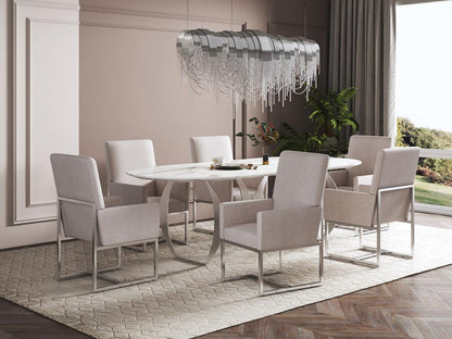 Manhattan Comfort - Element Velvet Dining Chair with Stainless Steel Legs in Champagne - DC029-OM veiw 8