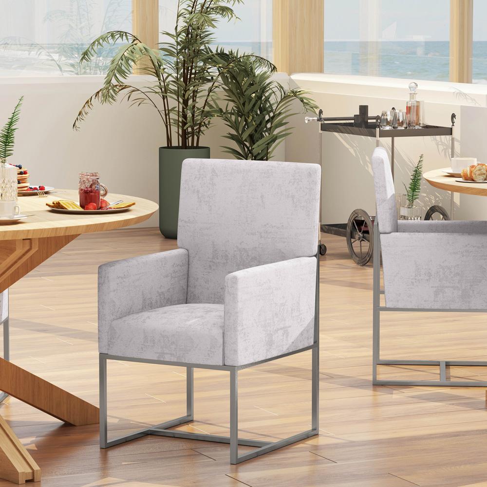 Manhattan Comfort - Element Velvet Dining Chair with Stainless Steel Legs in Grey - DC029-GY veiw 6