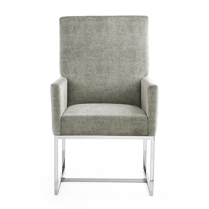 Manhattan Comfort - Element Velvet Dining Chair with Stainless Steel Legs in Steel - DC029-ST veiw 2