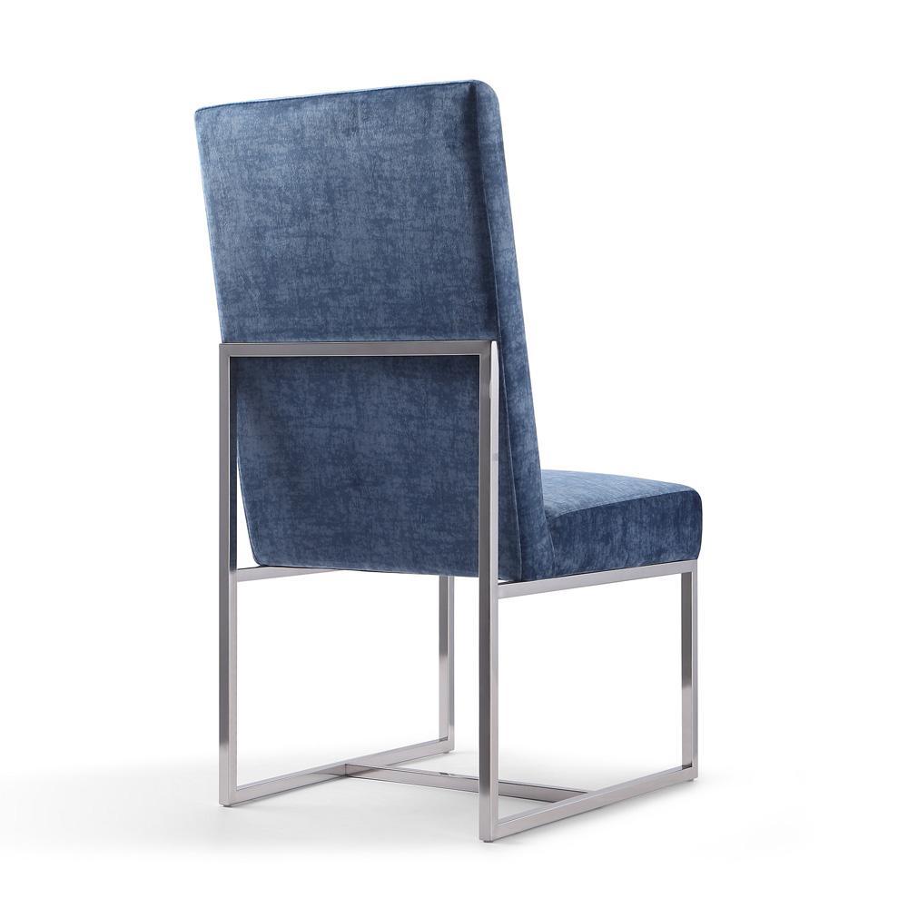 Manhattan Comfort - Element Velvet Armless Dining Chair with Stainless Steel Legs in Blue - DC030-BL veiw 3