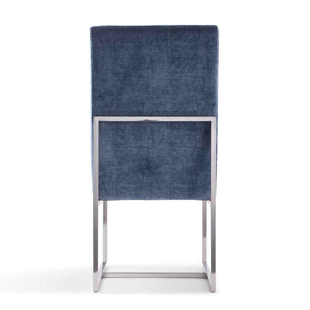 Manhattan Comfort - Element Velvet Armless Dining Chair with Stainless Steel Legs in Blue - DC030-BL veiw 5