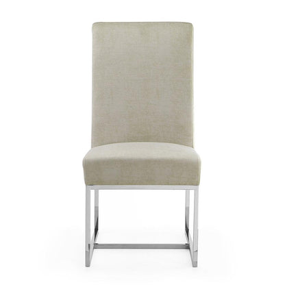 Manhattan Comfort - Element Velvet Armless Dining Chair with Stainless Steel Legs in Champagne - DC030-OM veiw 2