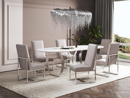 Manhattan Comfort - Element Velvet Armless Dining Chair with Stainless Steel Legs in Champagne - DC030-OM veiw 6