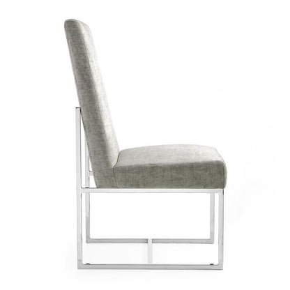 Manhattan Comfort - Element Velvet Armless Dining Chair with Stainless Steel Legs in Steel - DC030-ST veiw 4
