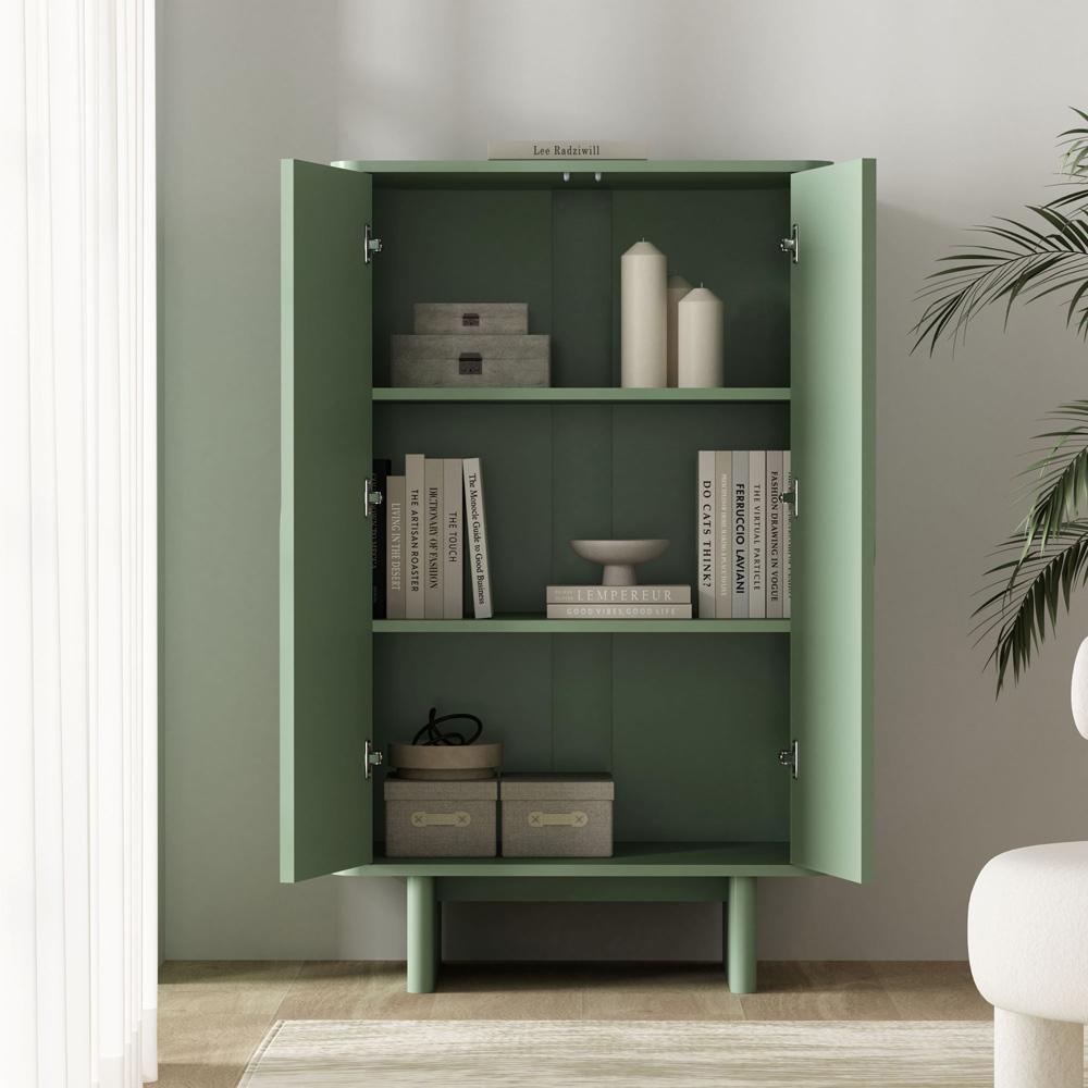 Manhattan Comfort - Ella Accent Cabinet with 3 Adjustable Shelves in Sage Green - AF003-GR veiw 9