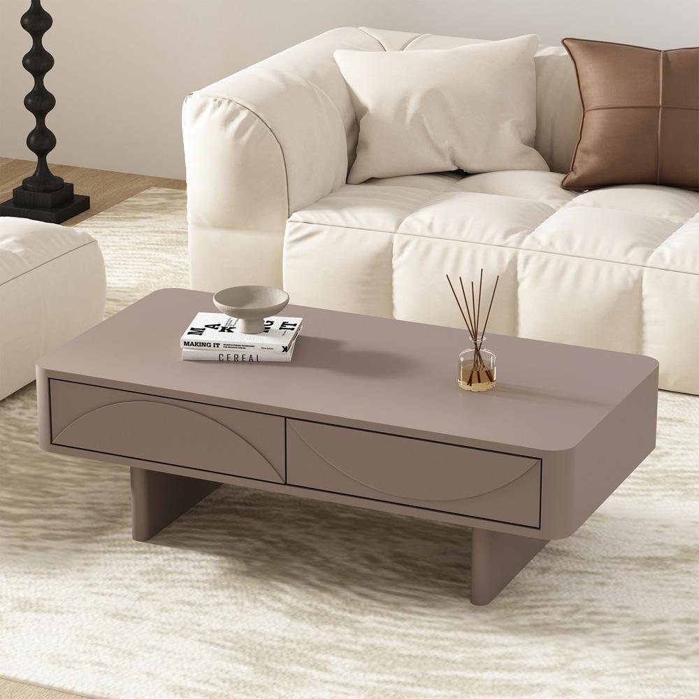 Manhattan Comfort - Ella Coffee Table with 2 Full Extension Drawers in Mocha - CT020-MO veiw 8