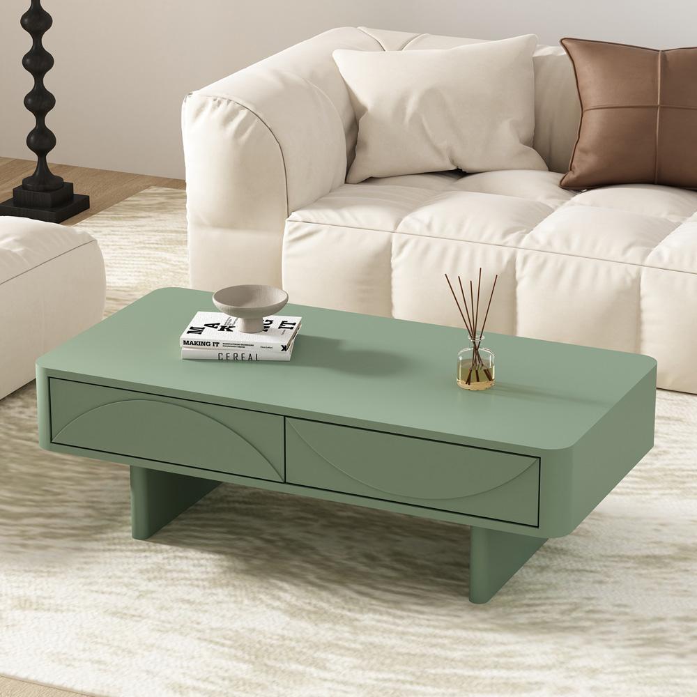 Manhattan Comfort - Ella Coffee Table with 2 Full Extension Drawers in Sage Green - CT020-GR veiw 8