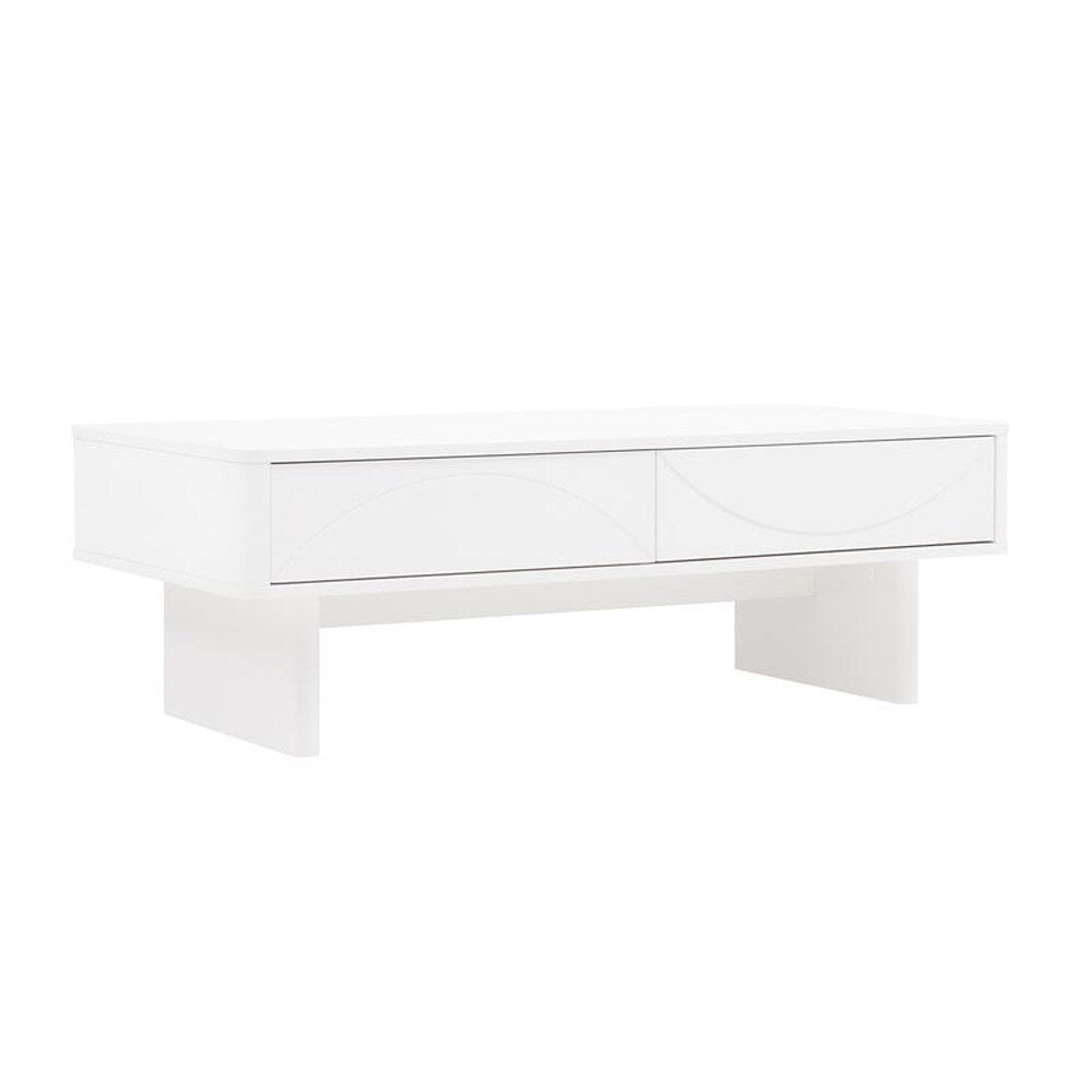 Manhattan Comfort - Ella Coffee Table with 2 Full Extension Drawers in White - CT020-WH veiw 2