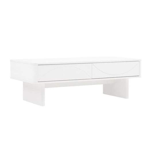 Manhattan Comfort - Ella Coffee Table with 2 Full Extension Drawers in White - CT020-WH veiw 2