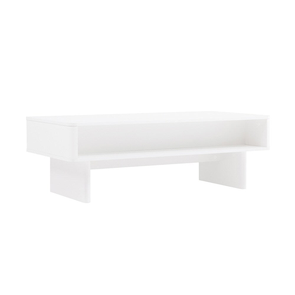 Manhattan Comfort - Ella Coffee Table with 2 Full Extension Drawers in White - CT020-WH veiw 3