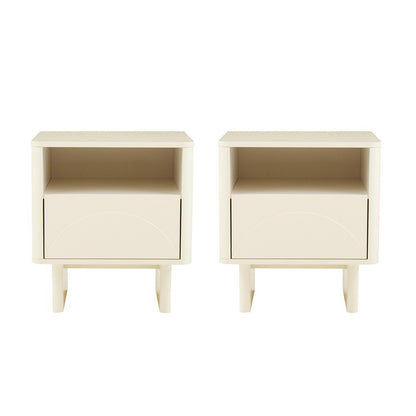 Manhattan Comfort - Ella Nightstand with 2 Full Extension Drawers in Cream - Set of 2 - 2-NS005-CR veiw 1