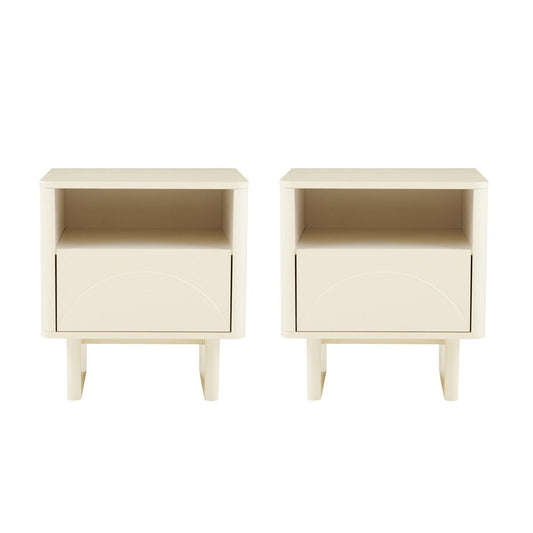 Manhattan Comfort - Ella Nightstand with 2 Full Extension Drawers in Cream - Set of 2 - 2-NS005-CR veiw 1