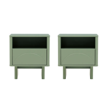 Manhattan Comfort - Ella Nightstand with 2 Full Extension Drawers in Sage Green - Set of 2 - 2-NS005-GR veiw 1