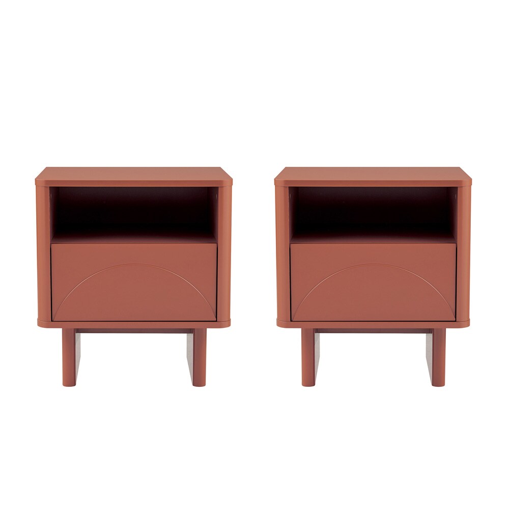 Manhattan Comfort - Ella Nightstand with 2 Full Extension Drawers in Terracotta - Set of 2 - 2-NS005-OR veiw 1