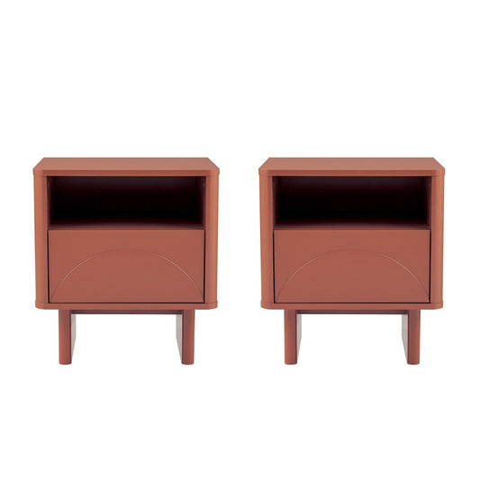 Manhattan Comfort - Ella Nightstand with 2 Full Extension Drawers in Terracotta - Set of 2 - 2-NS005-OR veiw 1