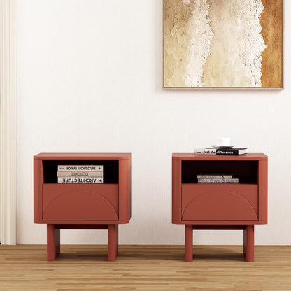 Manhattan Comfort - Ella Nightstand with 2 Full Extension Drawers in Terracotta - Set of 2 - 2-NS005-OR veiw 8
