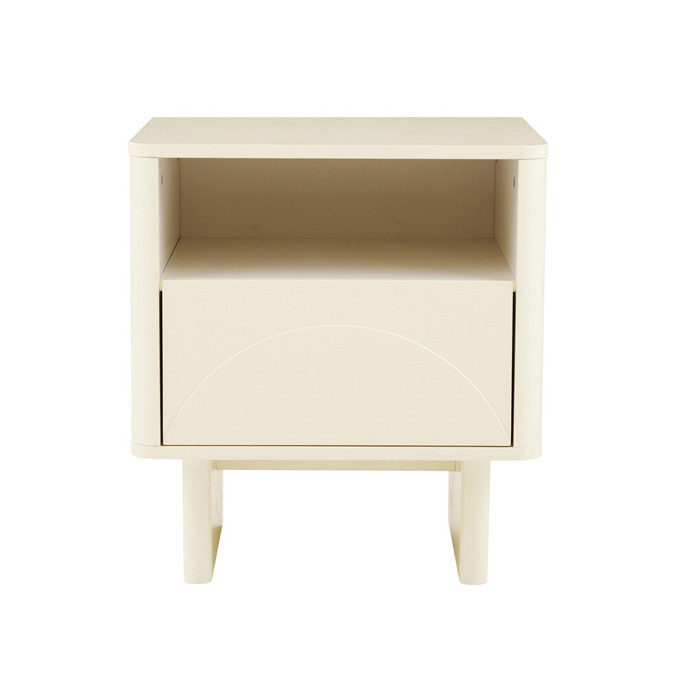 Manhattan Comfort - Ella Nightstand with 1 Full Extension Drawers in Cream - NS005-CR veiw 1